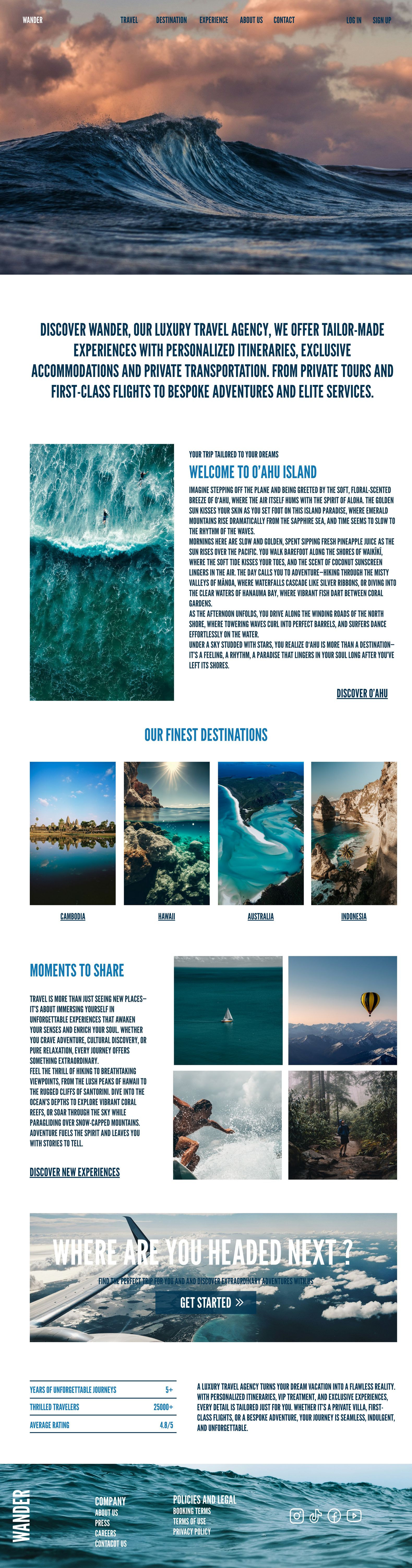 Maquette Figma d'un site fictif Wander